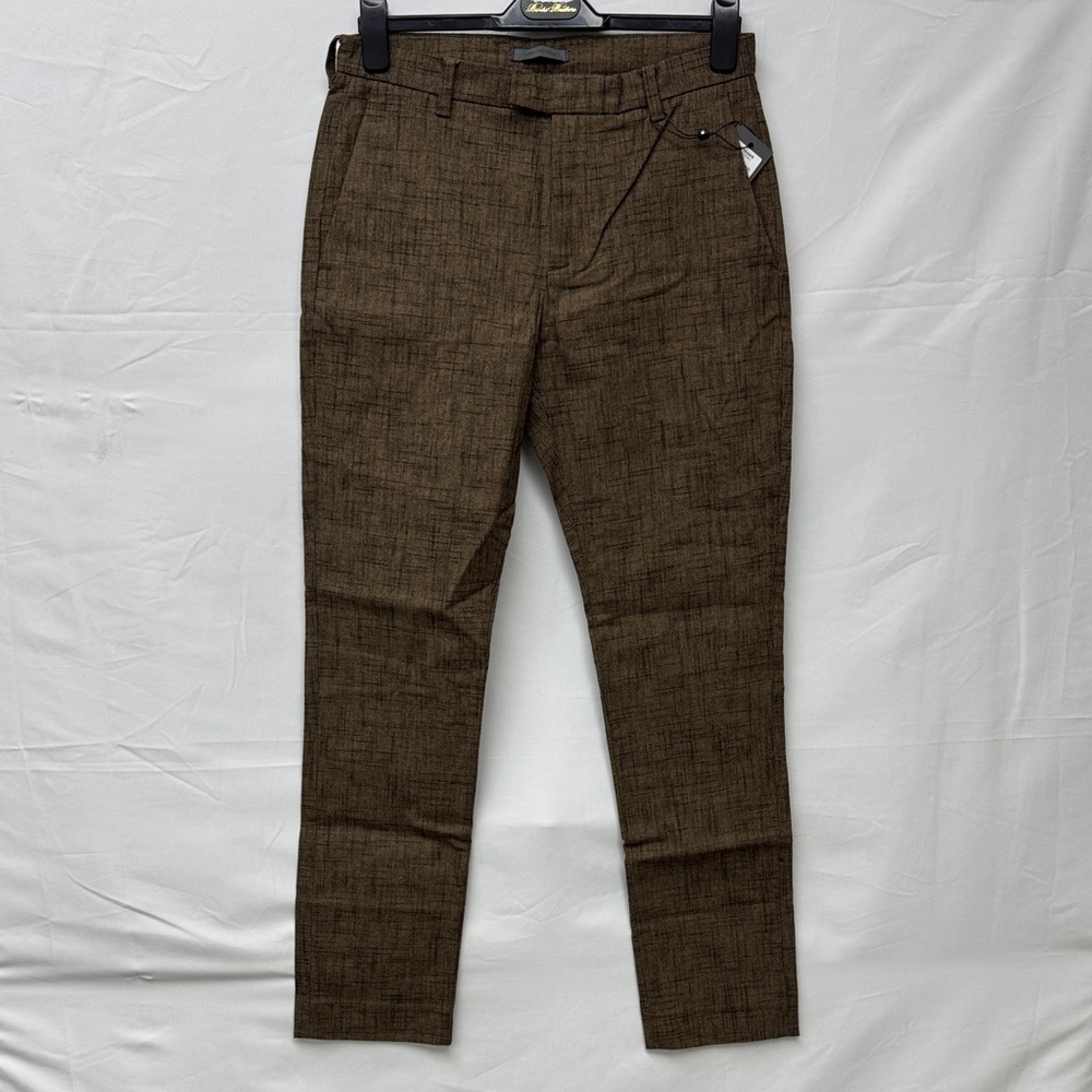 John Varvatos Olive-Brown Textured Dress Pants